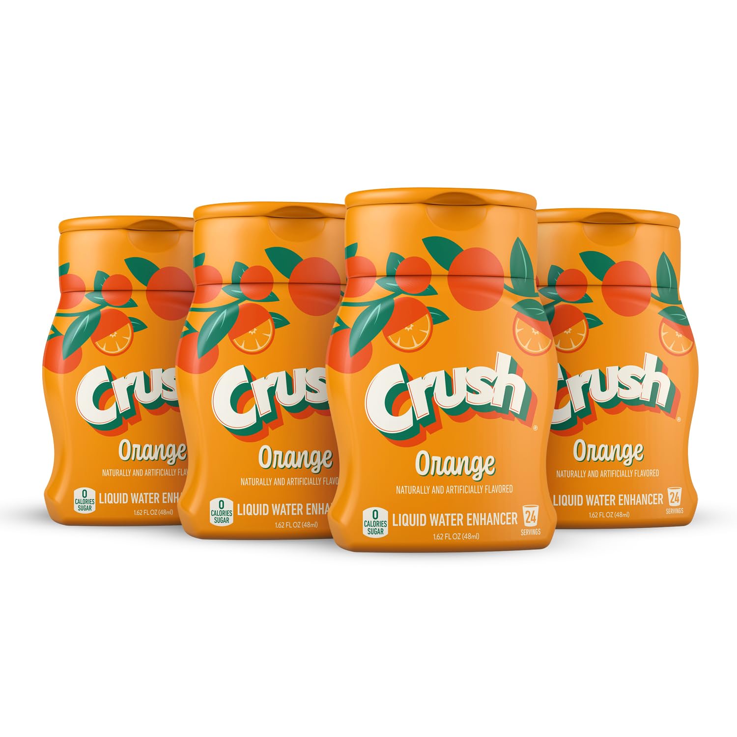 Crush, Orange, Liquid Water Enhancer - New, Better Taste! (4 Bottles, Makes 96 Flavored Water Drinks) - Sugar Free, Zero Calorie