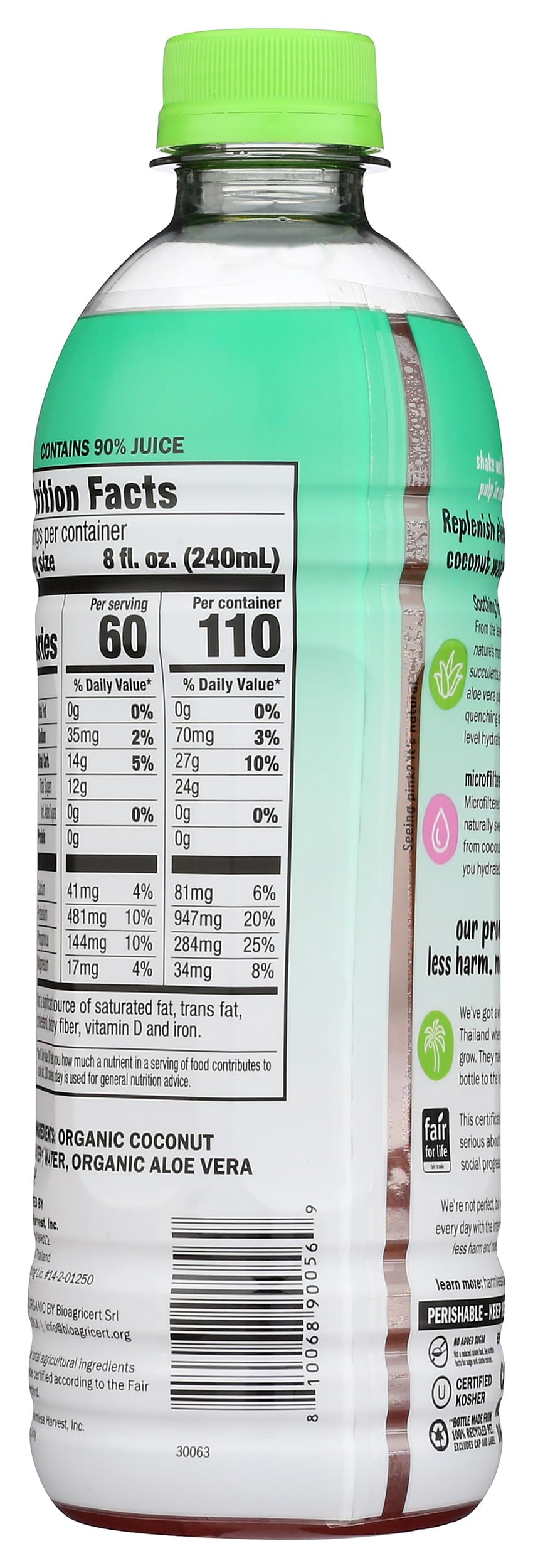 HARMLESS HARVEST Organic Coconut Water with Aloe, 16 FZ