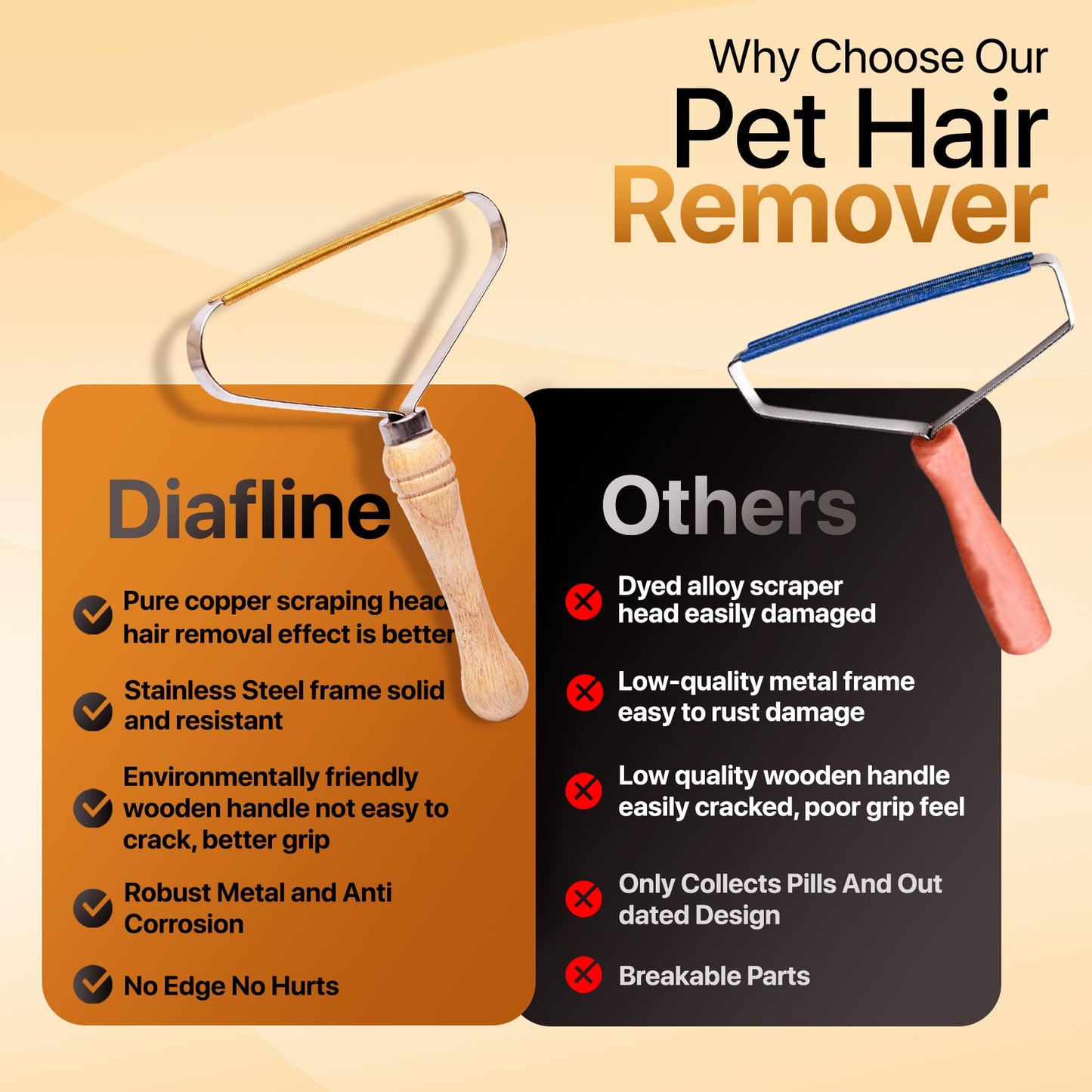1-Pack Pet Hair Removal Tool - Carpet Rake and Squeegee for Pet Hair Remover Tool - Lint Remover and Hair Scraper for Couch - Easy to Clean Fuzz Fur