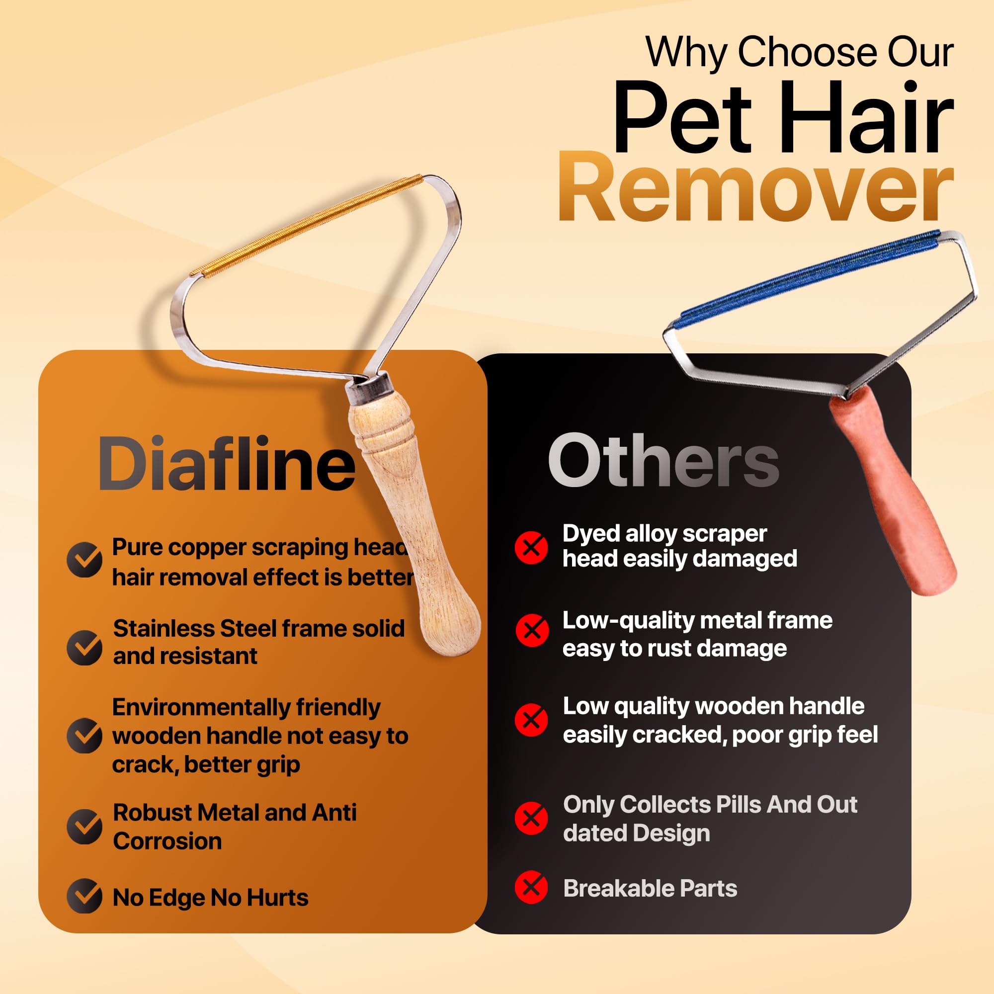 1-Pack Pet Hair Removal Tool - Carpet Rake and Squeegee for Pet Hair Remover Tool - Lint Remover and Hair Scraper for Couch - Easy to Clean Fuzz Fur