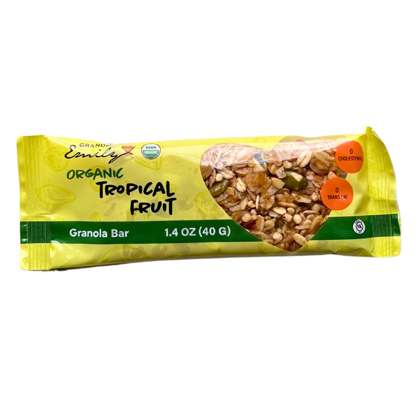 Grandma Emily Organic Tropical Fruits Granola Bars with Roasted Oats, Slivered Almonds, Mango and Cranberries, 1.7 ounce (Pack of 6)