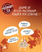 High Caffeine Mushroom Tea (155 mg) - Kubo Tea: Organic Reishi Breakfast Black Tea Bags for Clean Energy & Focus | Healthy Coffee Substitute |