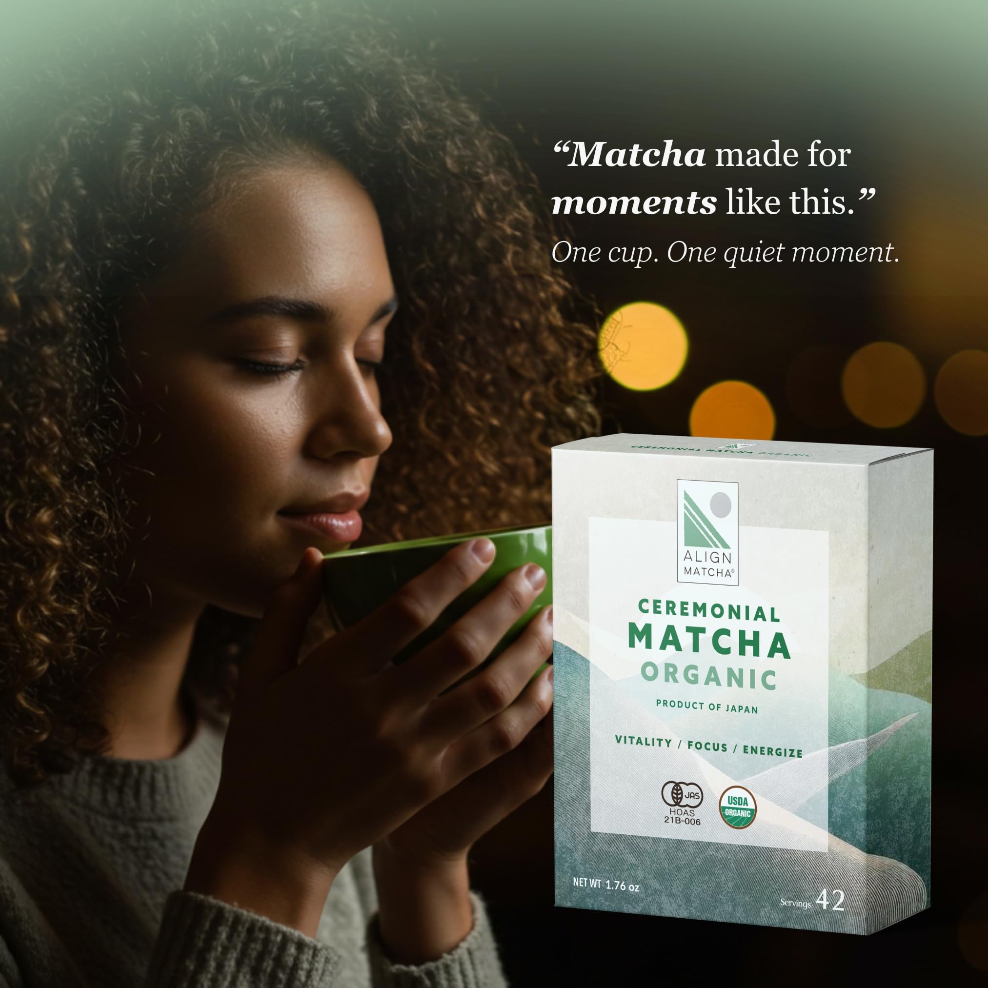ALIGN MATCHA Ceremonial Organic Matcha - Ichibancha (First Tea) calm ritual; sourced from Japan, 50 g (?42 servings)