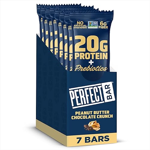 Perfect Bar Protein + Prebiotics Chocolate Peanut Butter Protein Bar, 20g Protein, Grass-Fed Whey, 6g Fiber With 3g Prebiotics, Gluten-Free, Non-GMO