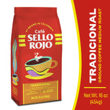 Sello Rojo Tradicional Medium Roast Ground Coffee, 16 oz (Pack of 5)