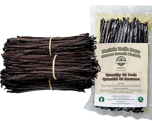 50 Large Vanilla Beans Bulk For Making Vanilla Extract Grade A - NON-GMO Fresh Pods, "6-9" Inches, Perfrect for Homemade Extract, Cooking, and Brewing