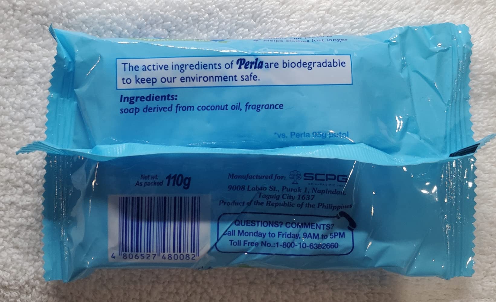 PERLA Original Blue Laundry Bar Soap, 110 grams (10)