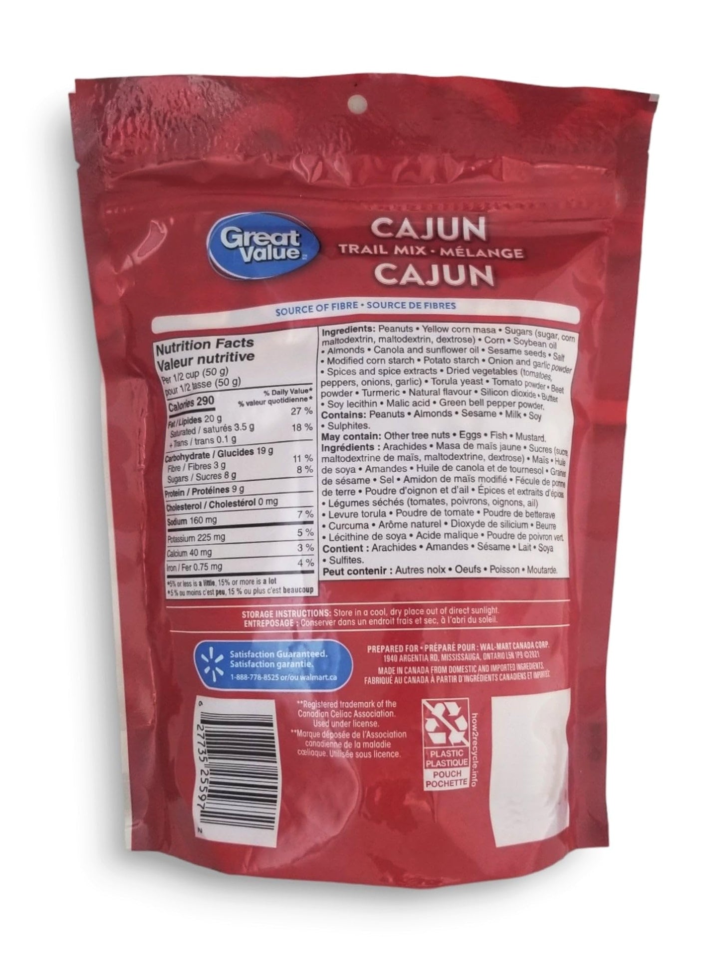 Wal-Mart Canada Corp Great Value Cajun Trail Mix, 450g/1 lb. Bag