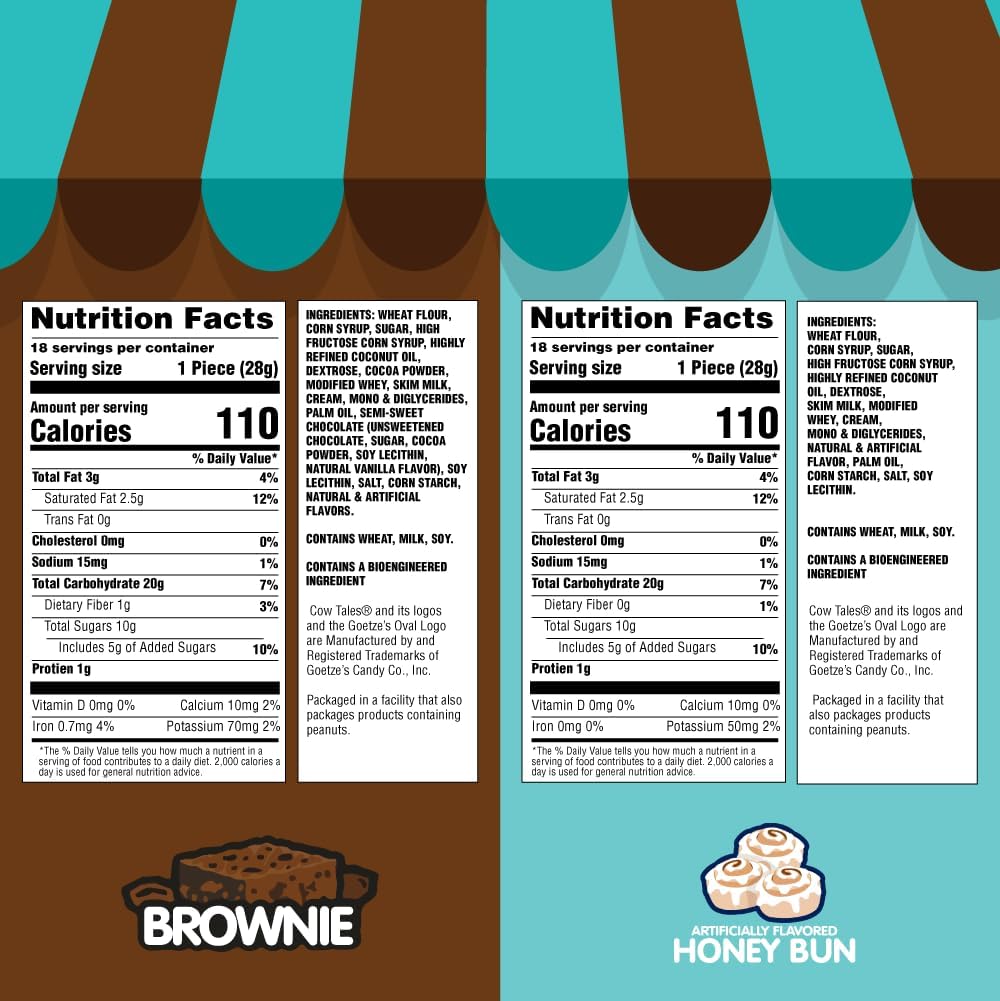 Goetze's Candy Bake Shoppe Cow Tales Mix - Honey Bun & Caramel Brownie - 36ct. Canister - Fresh from the Factory
