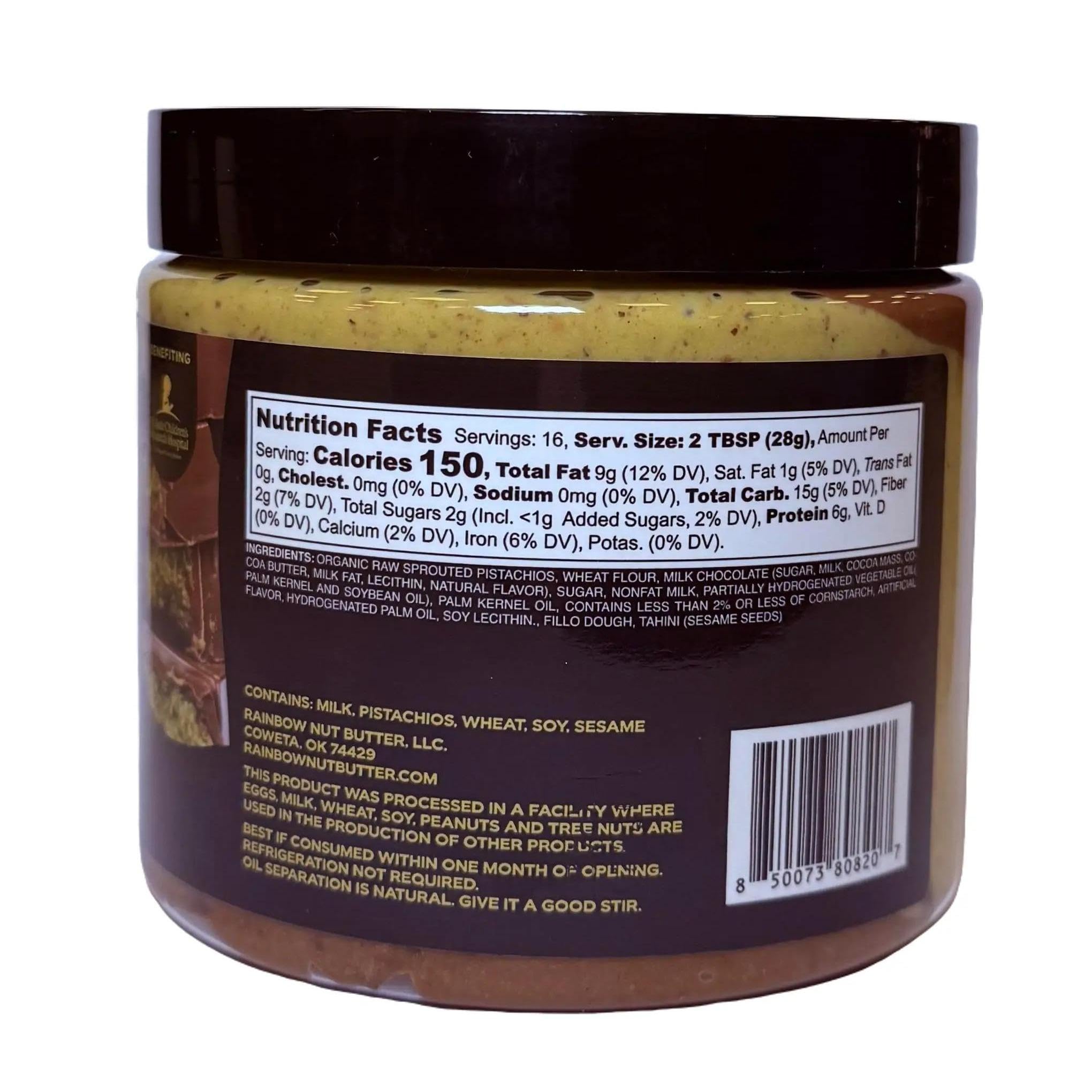 Rainbow Nut Butter Milk Chocolate Dubai Pistachio Nut Butter Cream Kadayif Kataifi Milk Chocolate Chips, 16 Oz.