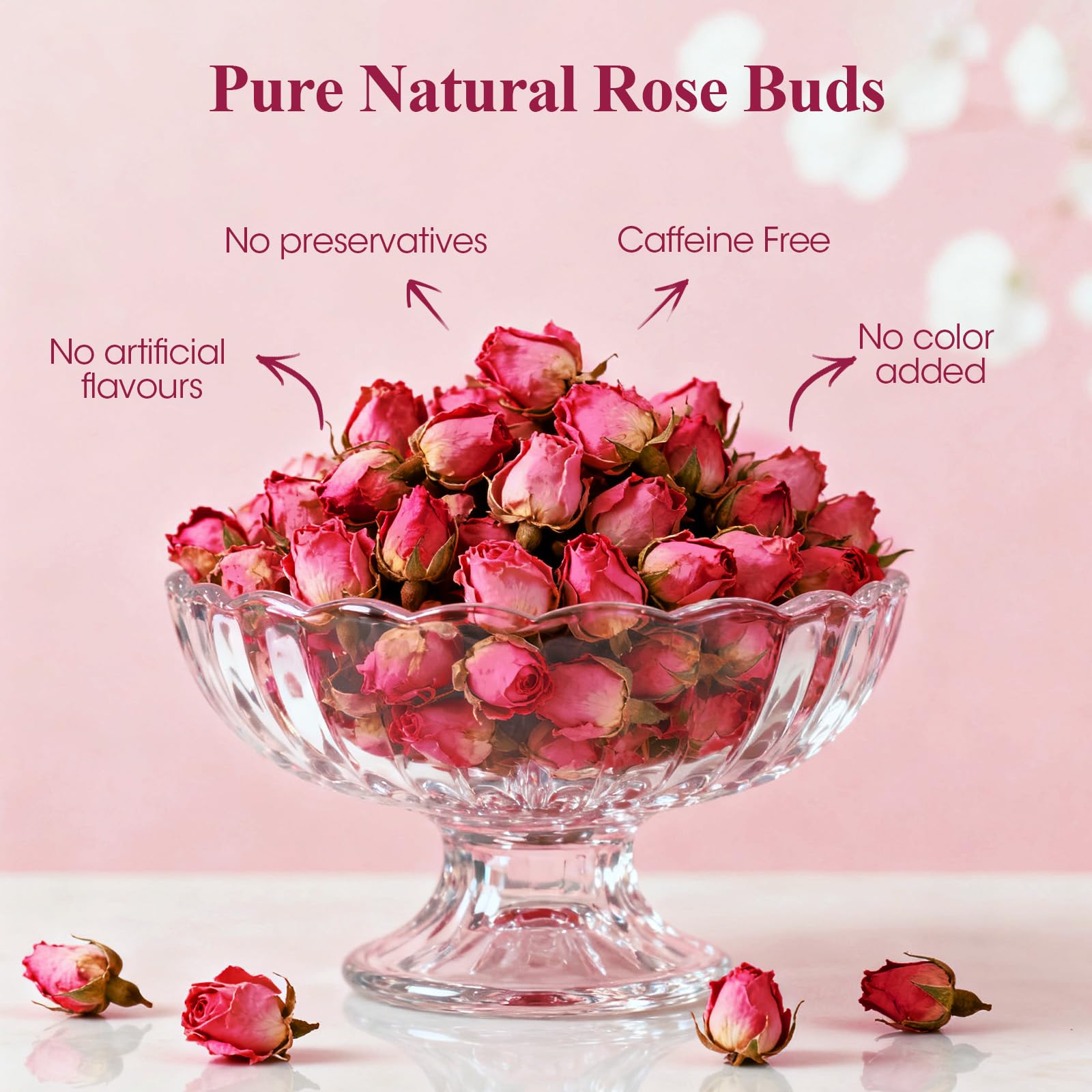 MQUPIN Rose Bud Tea - Dried Red Rose (100% Natural, Pure Flower, Edible Buds, Culinary, Food Grade) - Red Rosebud (90g)
