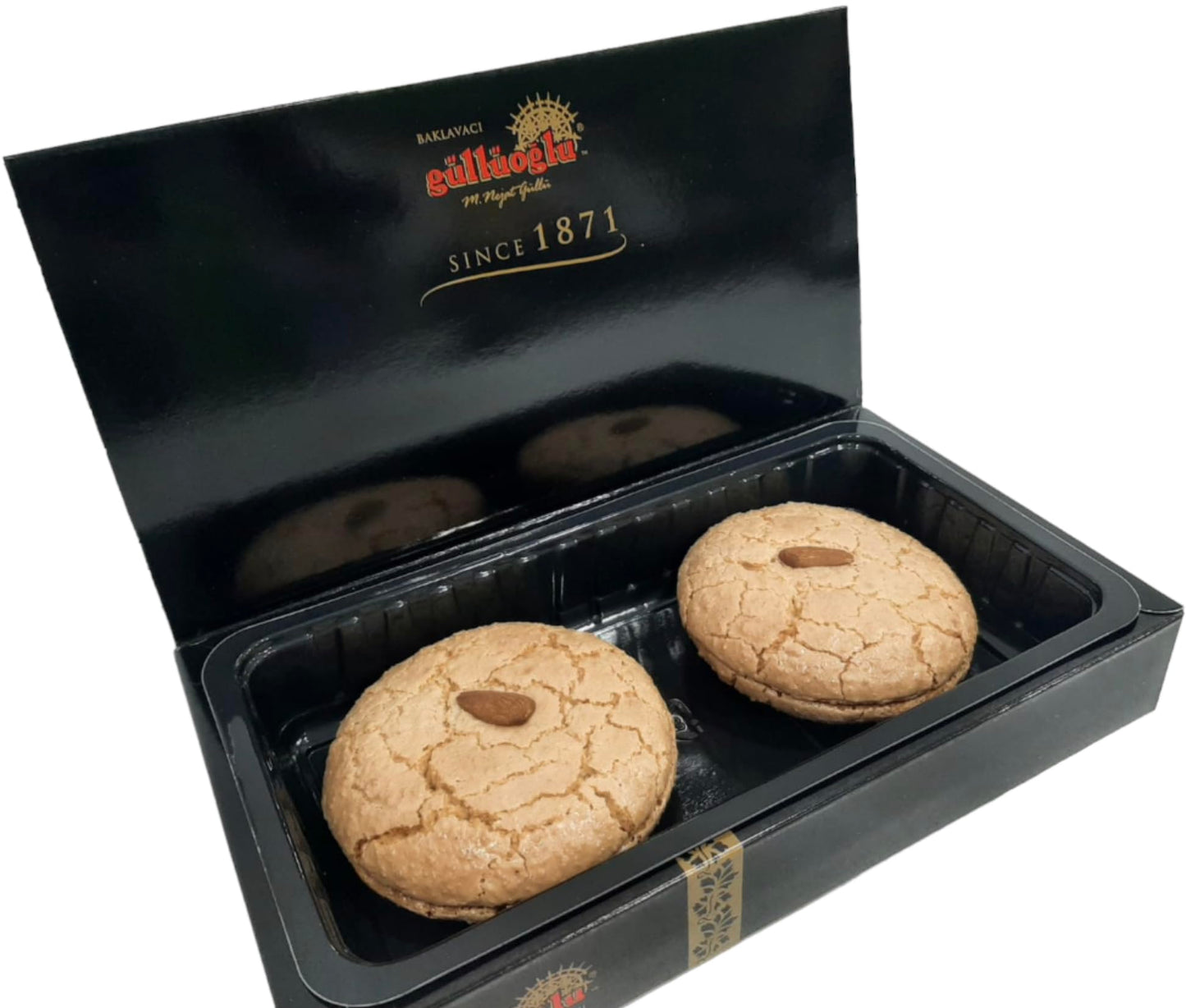 Gulluoglu Marzipan Cookie (turkish amaretti) 6 XL double pieces (total 1.65 lb -750 gr), daily fresh shipment from Istanbul/Turkey