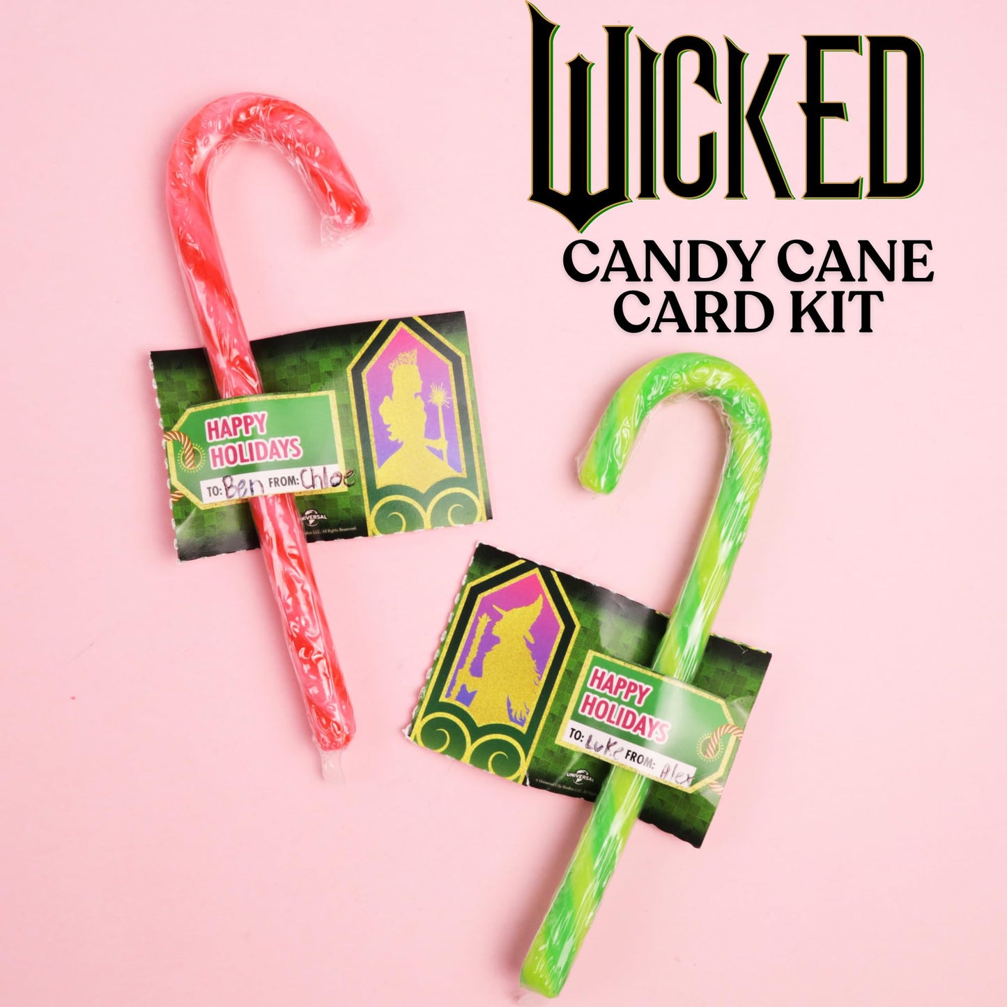Limited Edition Wicked Candy Canes with Candygram Cards, Christmas Party Exchange Kit, Stocking Stuffer Treats, 12 Count, 5.29 Ounces