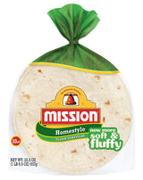 Mission Soft Taco Homestyle Flour Tortillas, Trans Fat Free, Thick, Medium Size, 10 Count - 2 Packs