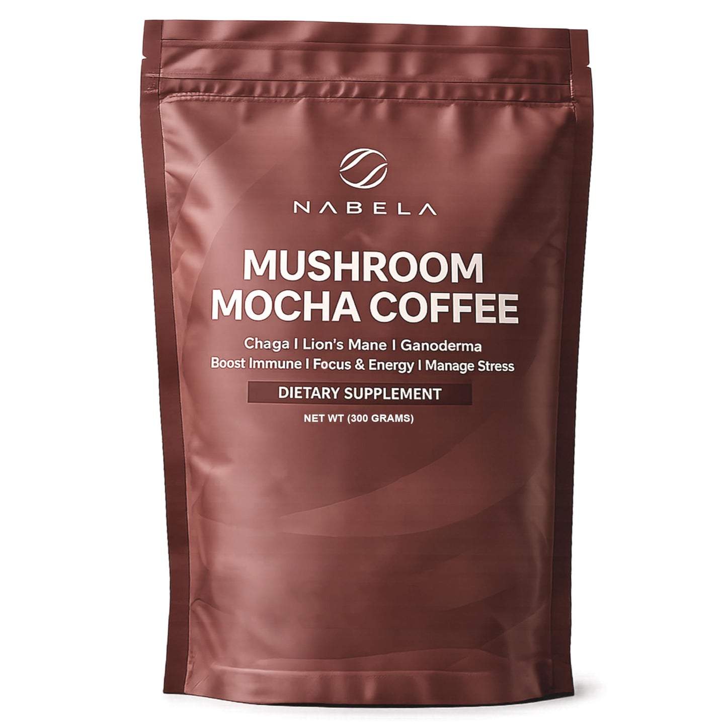 Nabela Mocha Mushroom Coffee - Instant Colombian & Arabic Roasted Blend with Lion's Mane, Chaga & Reishi - Focus & Energy Mushroom Powder - Delicious