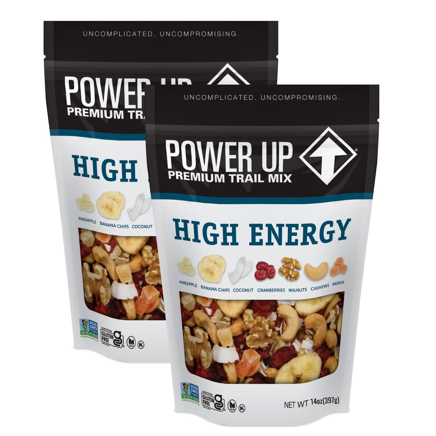Power Up High Energy Trail Mix By Gourmet Nut, Walnuts, Banana Chips, Cashews, Coconut, Cranberries & Papaya Mix - Keto & Paleo Friendly Snacks - Non