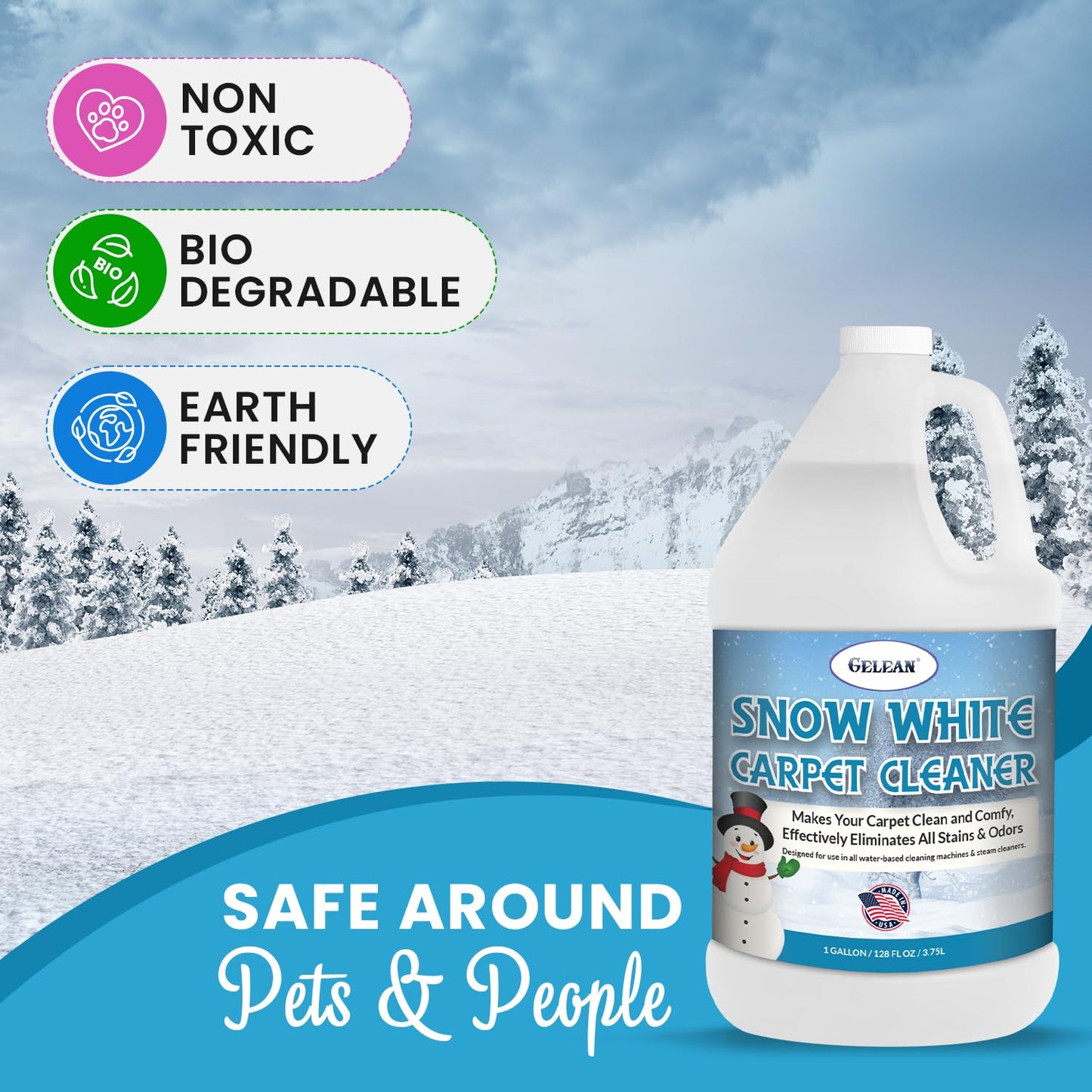 GELEAN Carpet Cleaner Shampoo - MADE IN USA - Concentrate Carpet Cleaner & Deodorizer - Pet Stain And Odor Remover - Rug Extracting Shampoo