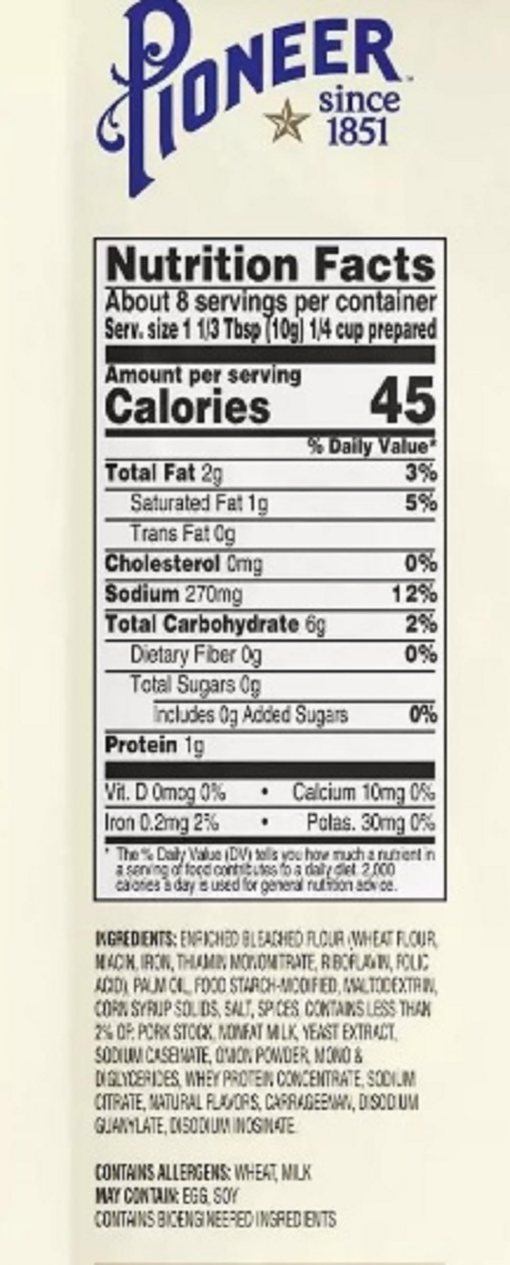 Pioneer Gravy & Seasoning Mixes - 2 packages (Country Bacon 2oz)