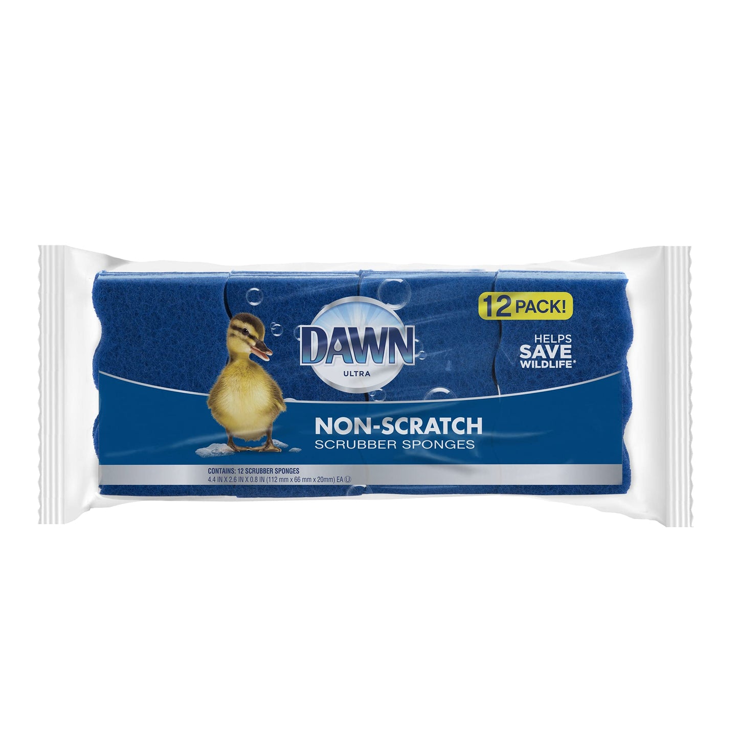 Dawn Ultra Scrubber Sponges Non-Scratch Double-Sided Kitchen Dish Cleaners, 12-Pack, Blue