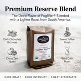 Carmel Valley Coffee Roasting Foglifter® Reserve - Whole Bean Organic Medium Dark Roast Coffee, Connoisseur's Premium Blend, Citrus Zest & Toffee