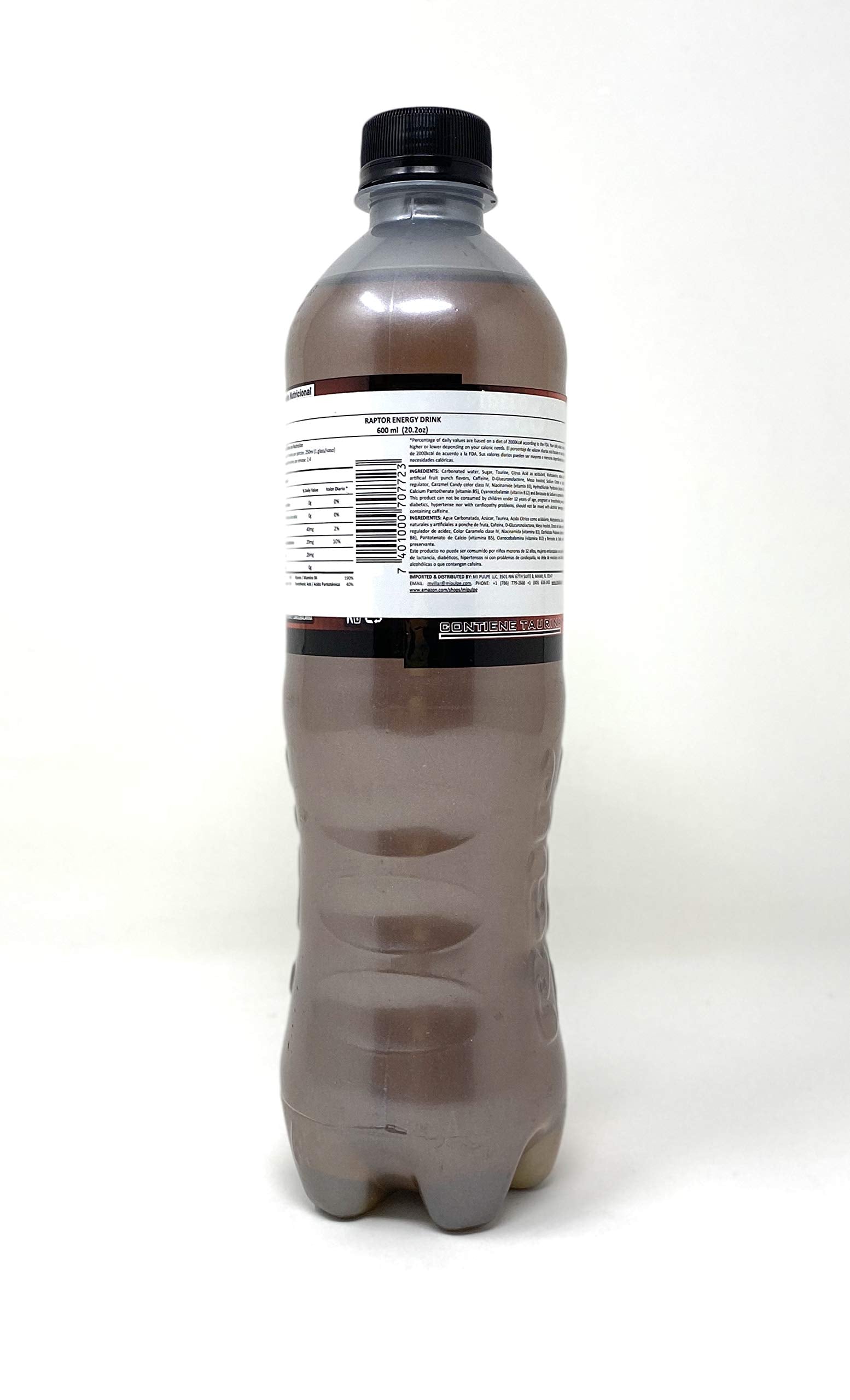 Raptor Energy Drink with Sparkling Fruit Punch Flavor Beverage 600ml - Bebida energética Raptor con bebida de sabor a ponche de frutas espumosas 600ml