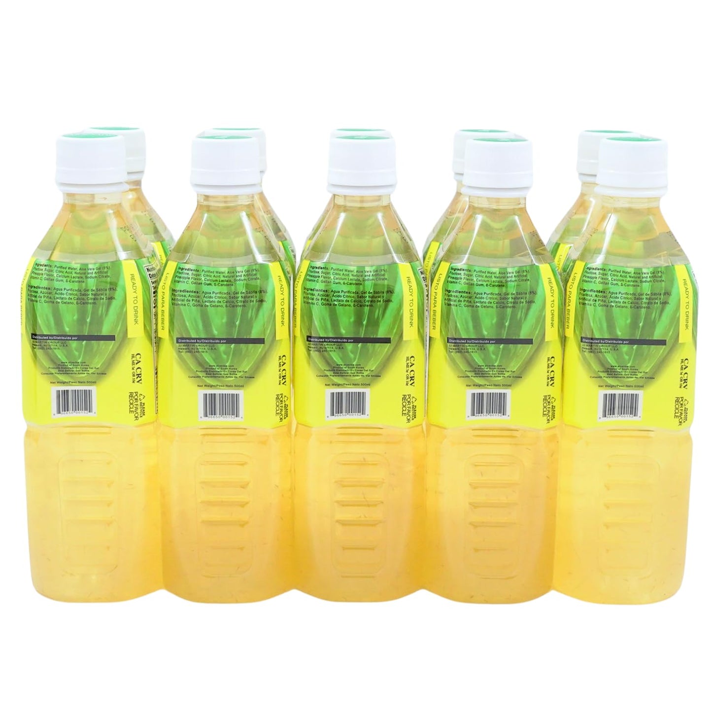 Aloevine Aloe Vera Drink Pineapple healthy juice pure with chunks of aloe l 16.9 oz. 10 pack l plant based Vegetable Korean drinks