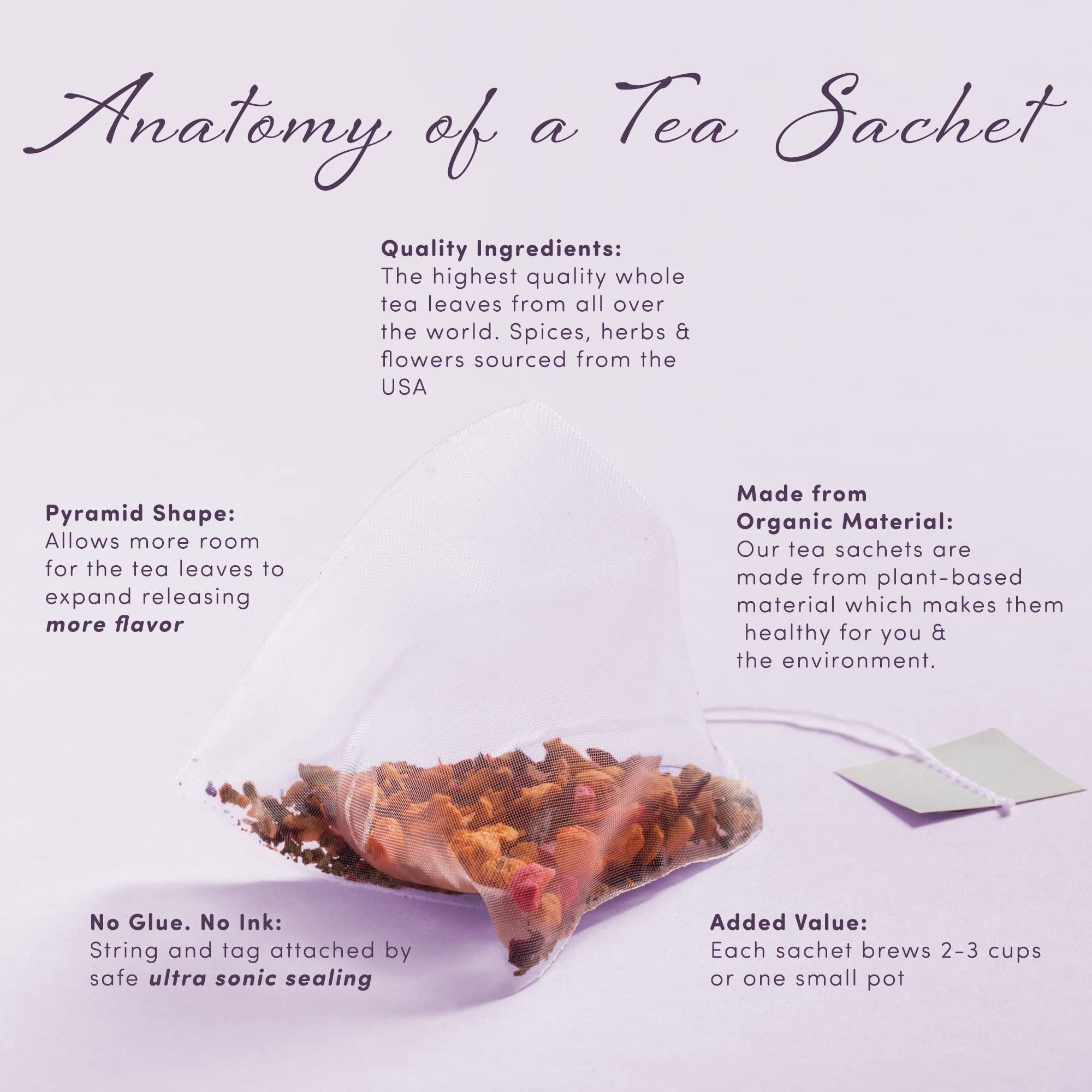 Serene Herbal Tea for Kids by La Tea Dah, Calming Decaf Childrens Tea, Lavender Chamomile Tea Bags Flavored with Lemongrass and Spearmint, Sleepy Tea