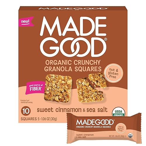 MadeGood Sweet Cinnamon & Sea Salt Crunchy Granola Squares (5 Count)