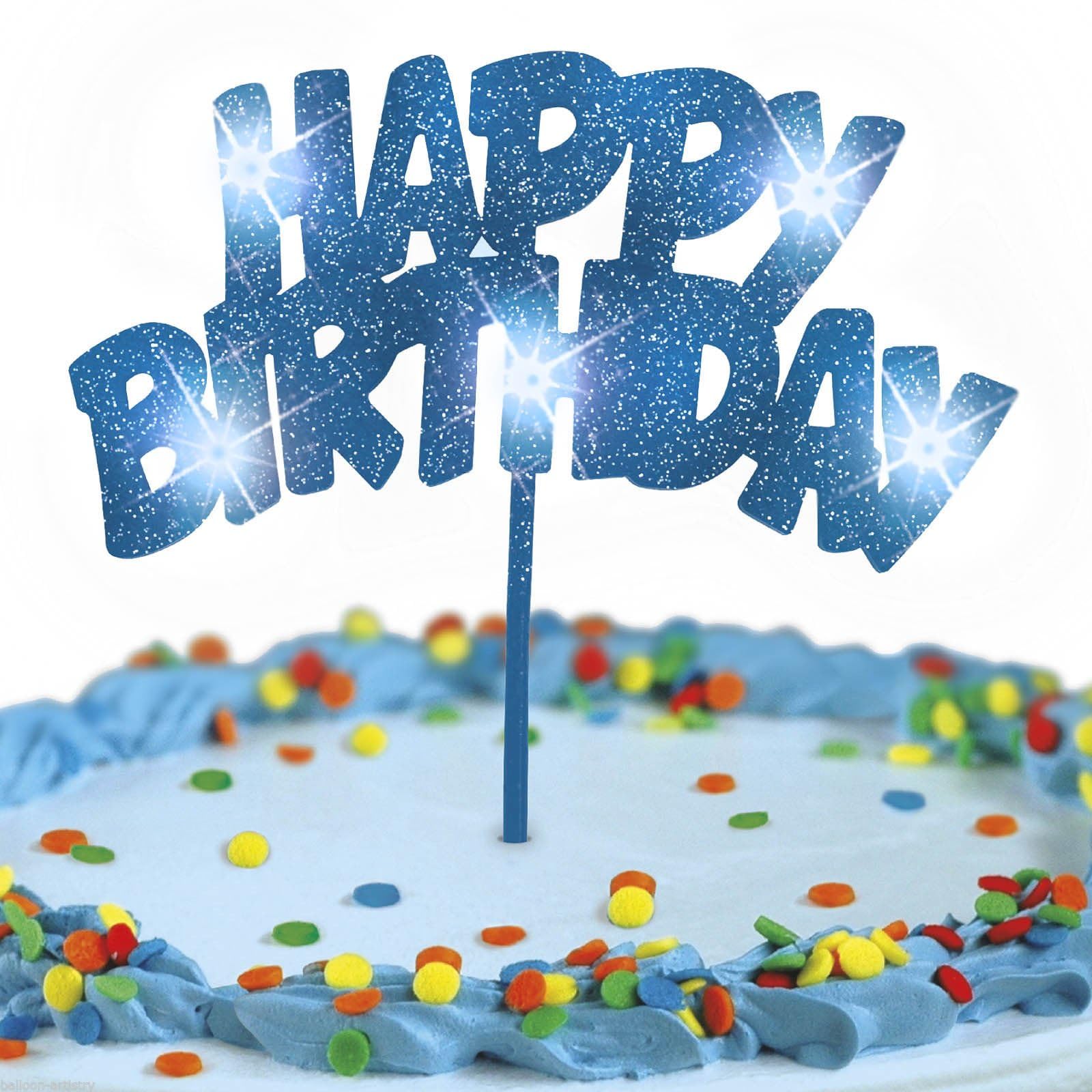Blue Happy Birthday LED Flashing Pick - 10.25", 1 Piece - Perfect for Birthday Celebrations
