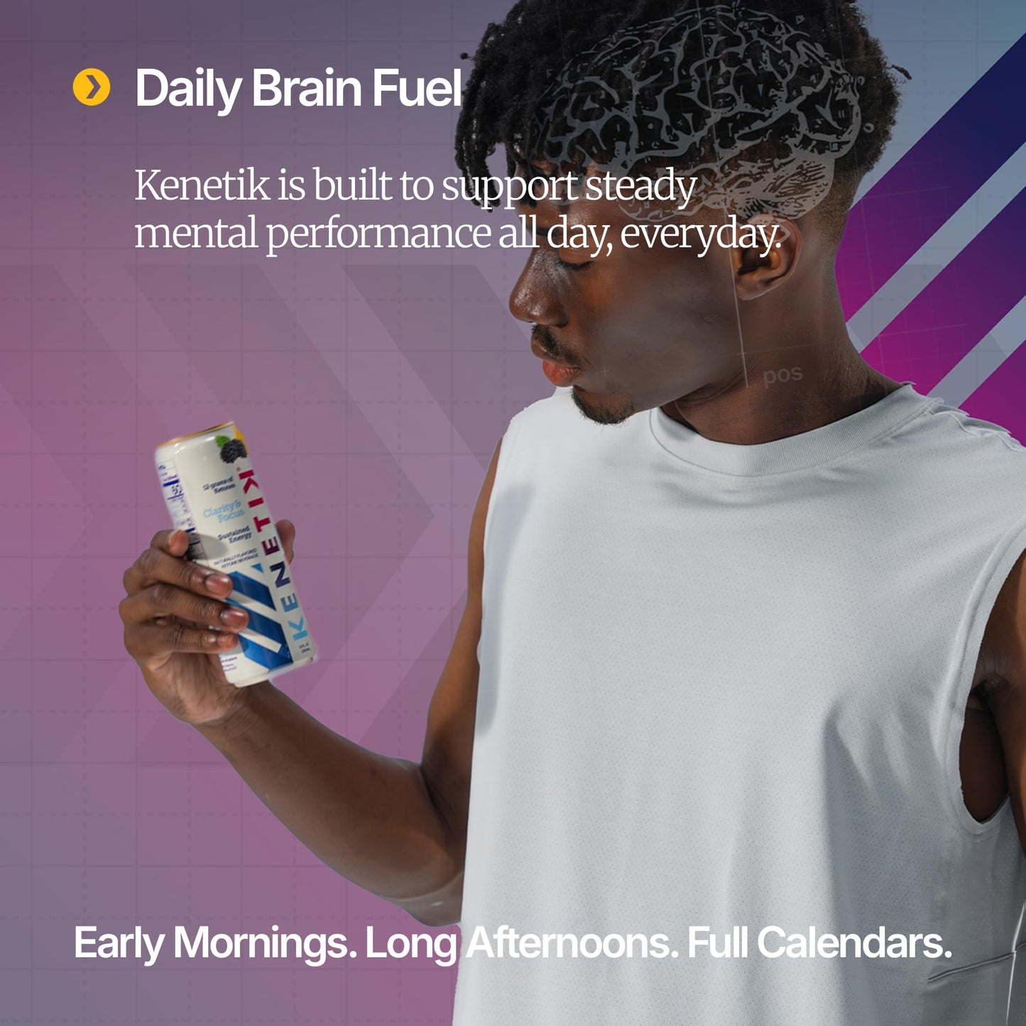 Kenetik Ketone Focus Drink - Plant-Based D-BHB Bioidentical Ketones for Caffeine-Free Focus & Steady Mental Clarity - Zero Sugar, Nootropic Brain Fuel