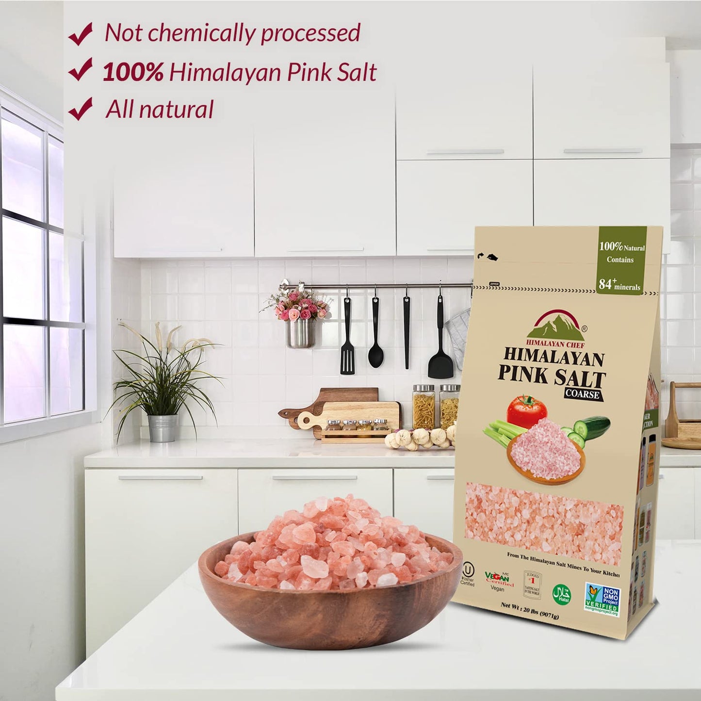 Himalayan Chef Pink Himalayan Salt, Coarse Grain - 20 lbs Bag