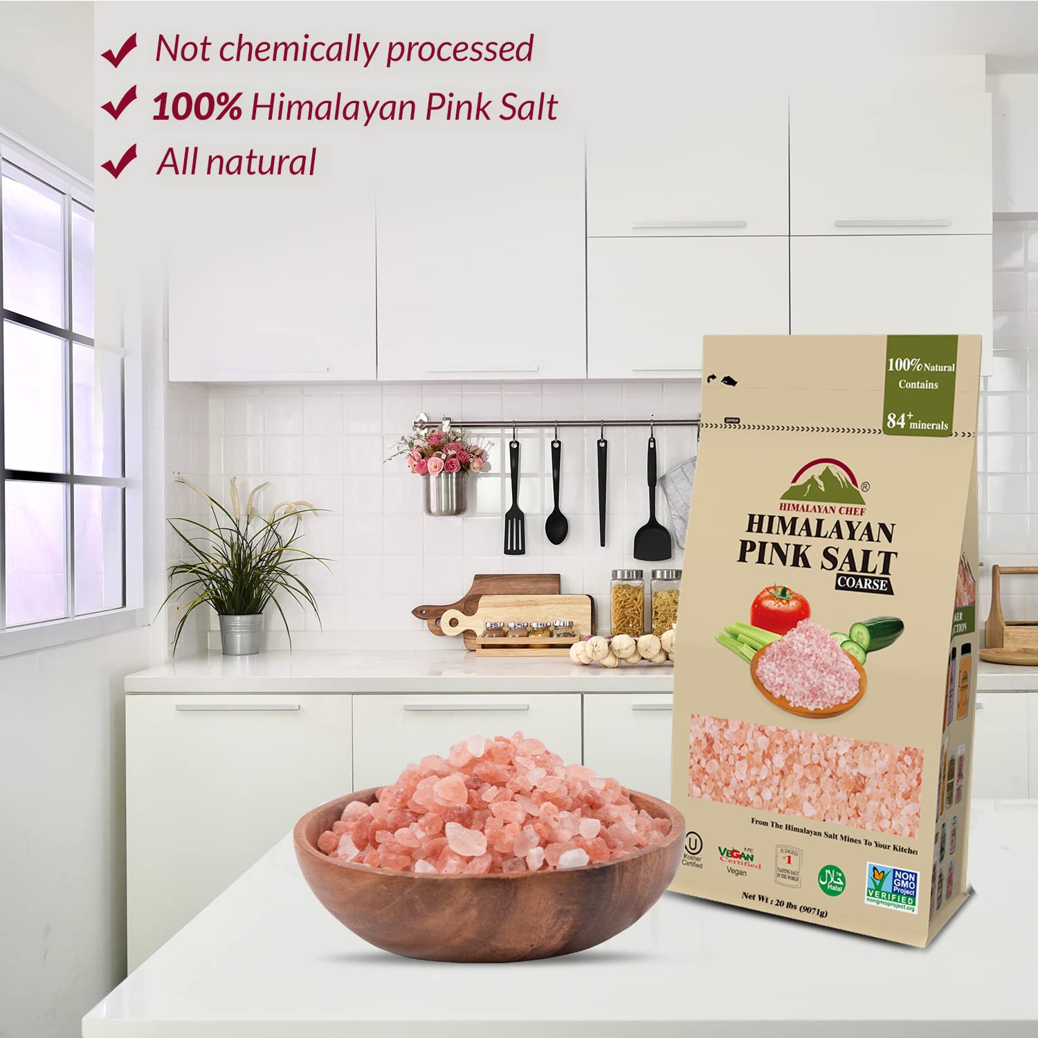 Himalayan Chef Pink Himalayan Salt, Coarse Grain - 20 lbs Bag