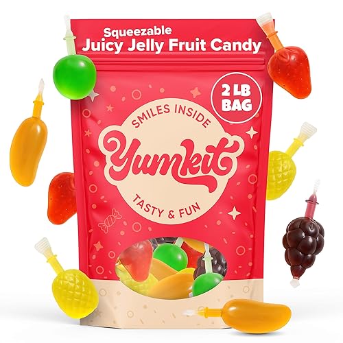 Fruit Jelly Candy 2 lbs | Mixed Fruit Jelly - Mango, Strawberry, Apple, Pineapple, and Grape | Popping Squeeze Jellies | Viral Candy from Tiktok |