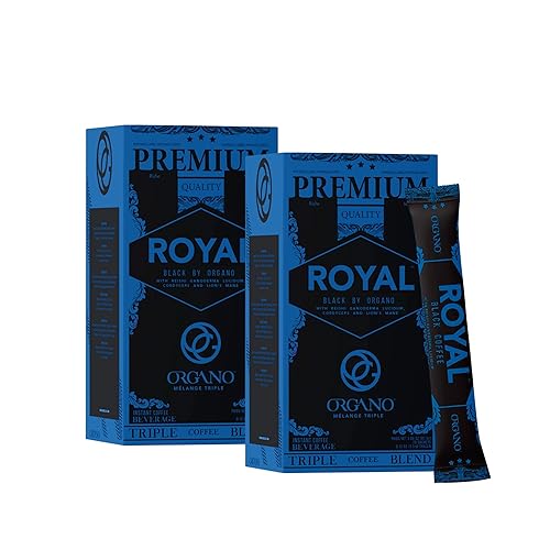 2 Boxes ORGANO Royal Black Medium Dark Roast Instant coffee. Infused with Triple Mushroom Blend, Ganoderma, Cordyceps and Lion's Mane. Aromatic