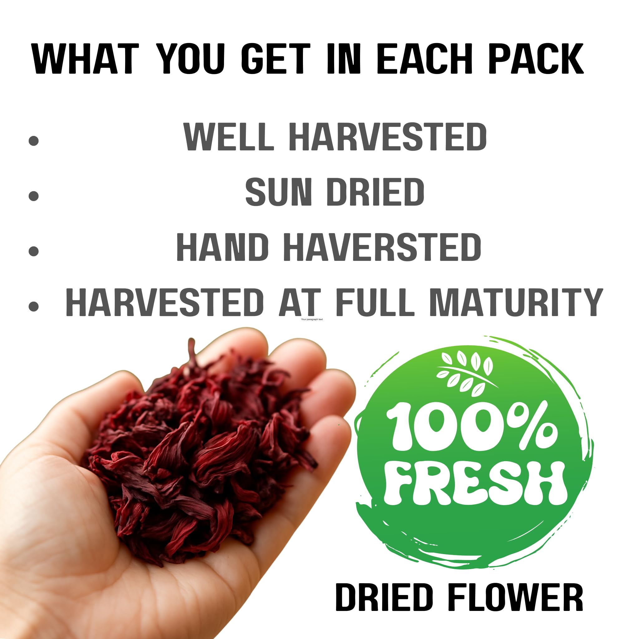 Geenafoods Dried Hibiscus Flowers _ 1lb Whole Petals, Flor de Jamaica- by Geenafoods in Resealable Bag.Pure Whole 100% NATURAL Petals Hibiscus flower