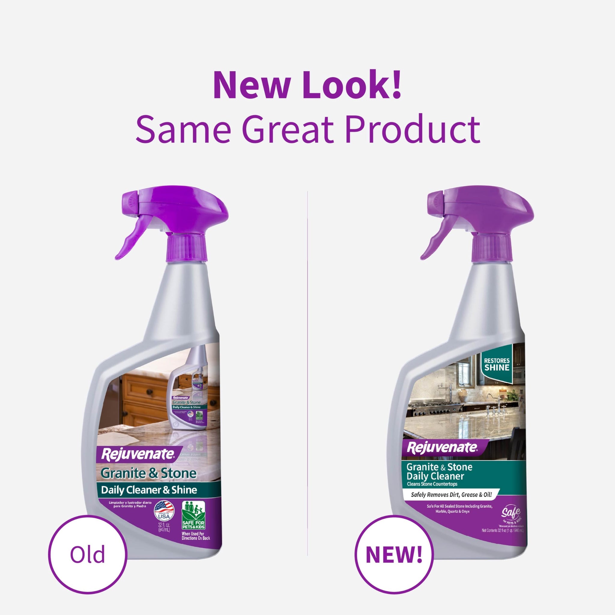 Rejuvenate Granite & Stone Daily Cleaner Cleans Sealed Stone Countertops Including Granite, Marble, Quartz And Onyx Removing Dirt, Grease And Oil
