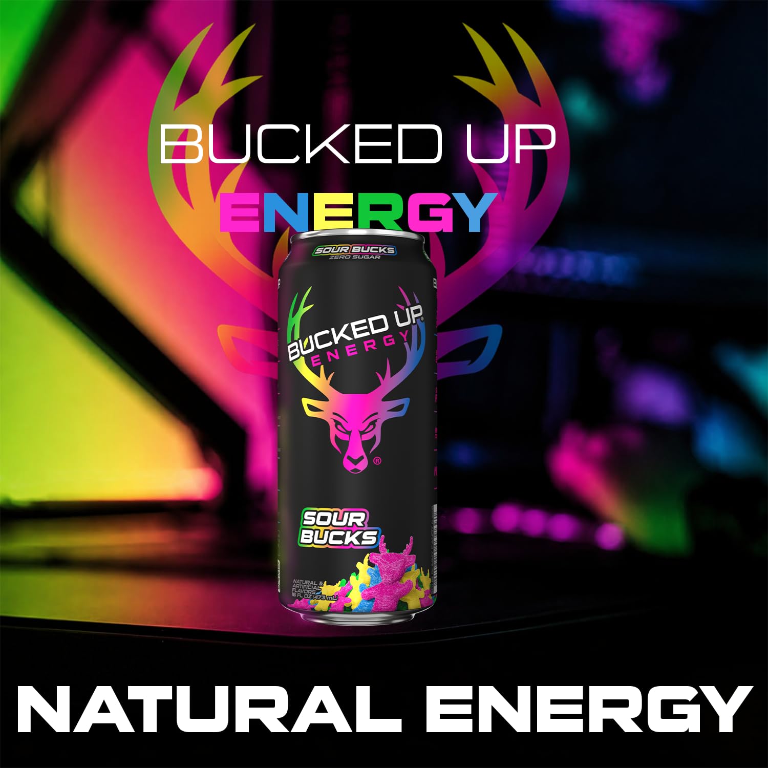 Bucked Up Energy Drink 300mg (Sour Bucks) (12 CT)