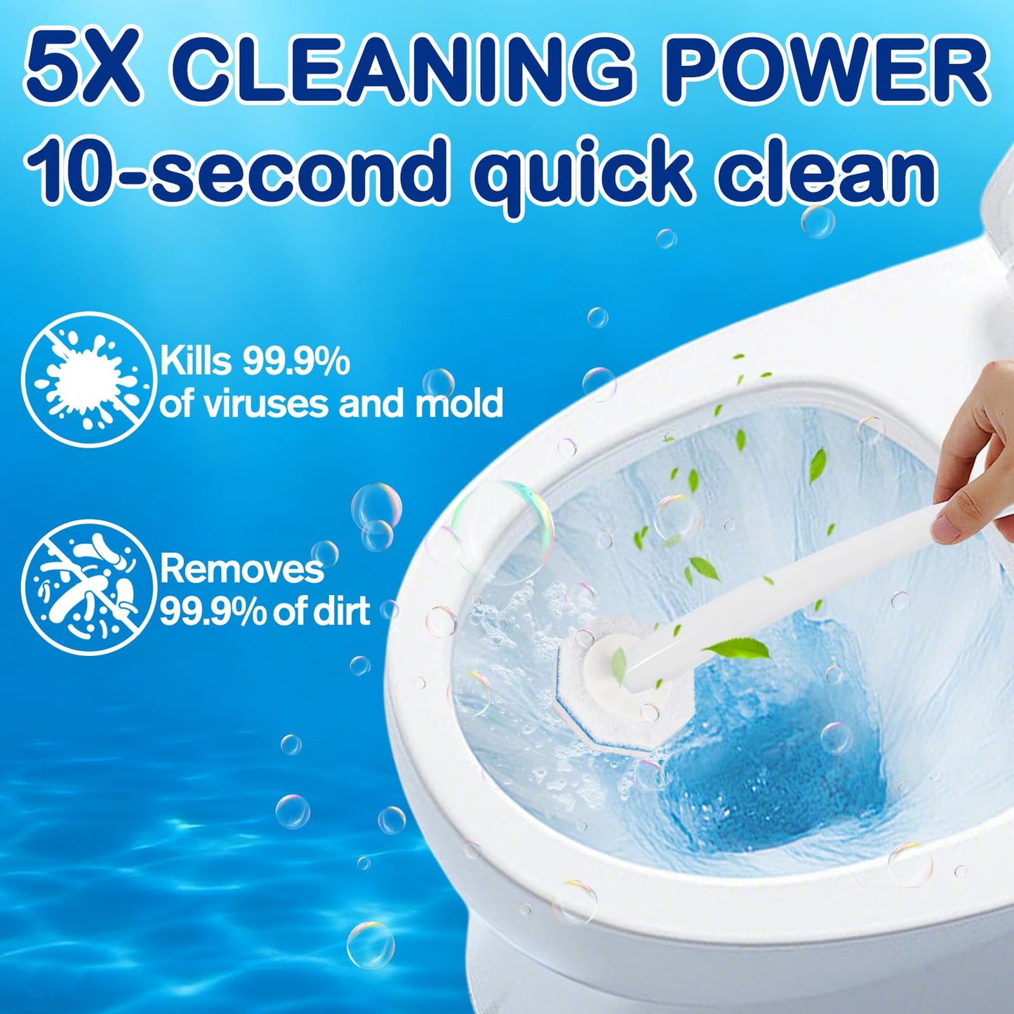 80 Count Disposable Toilet Wand Refills for Toilet Wand, 5X Cleaning Power Scrubber Refill, Bathroom Cleaning Supplies, No Falling Apart, Fresh