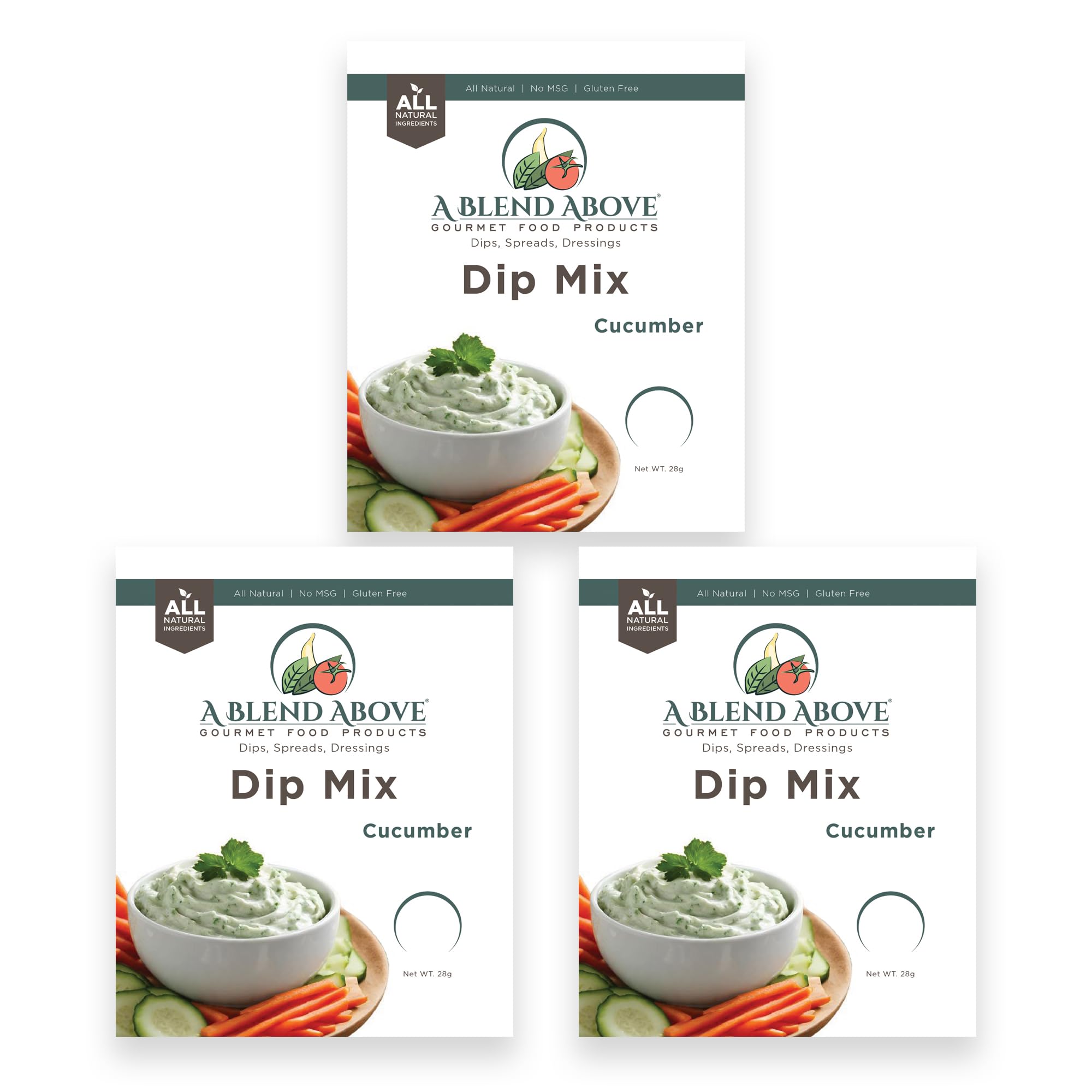 A Blend Above Cucumber Dip Mix, 1 oz, (3 Pack), Gluten-Free, No MSG, All Natural, No Preservatives, Vegetable Dip, Keto Friendly, Low Carb, Easy