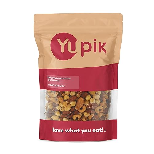 Yupik Deluxe Roasted Salted Nut Mix, 2.2 lb (35.2 oz), Vegan, Cholesterol Free, A Blend of Cashews, Brazil Nuts, Hazelnuts & Pecans, Healthy Snacks