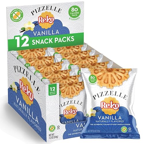 Reko Pizzelle Waffle Cookies, Individually Wrapped Single Serve Snack Packs - Italian Cookies with No Artificial Flavors, Colors or Preservatives - 5