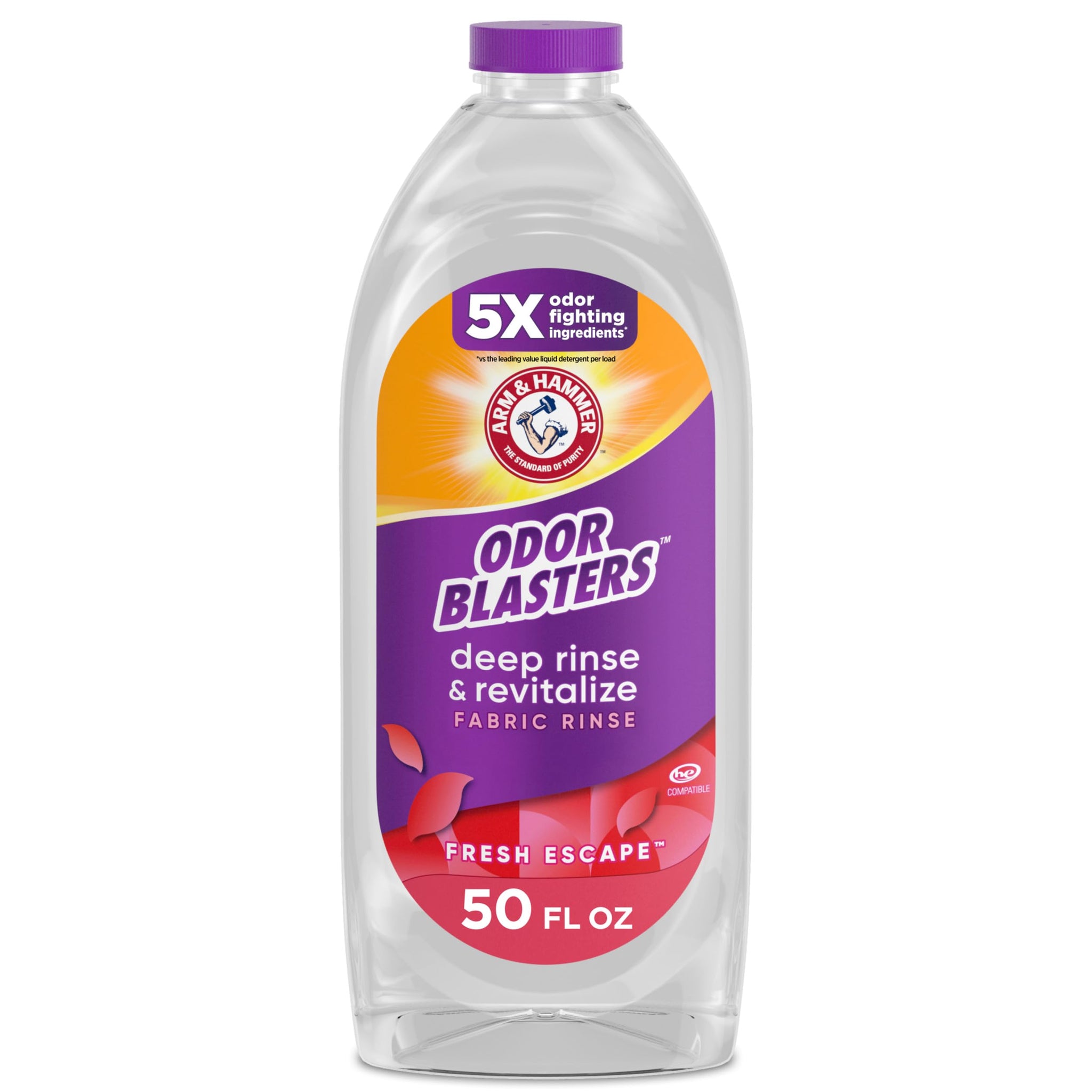 ARM & HAMMER Odor Blasters Deep Rinse and Revitalize Fabric Rinse, Laundry Additive, Eliminates Sweat and Musty Odors, Fresh Escape Scent, 50 fl oz