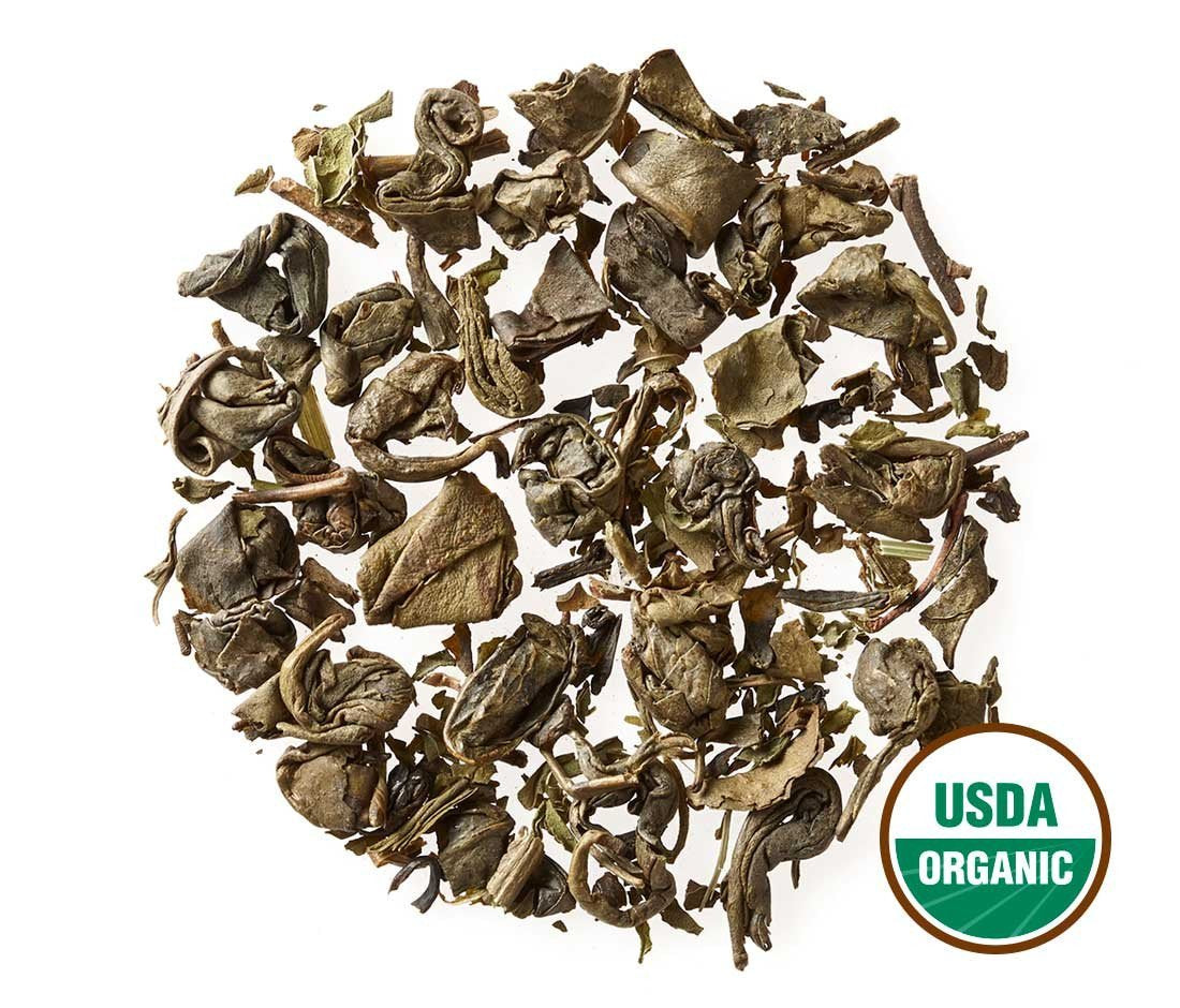 Golden Moon Tea Organic Moroccan Mint Green Tea - Loose Leaf, Non-GMO - Travel Tin (30 Servings)