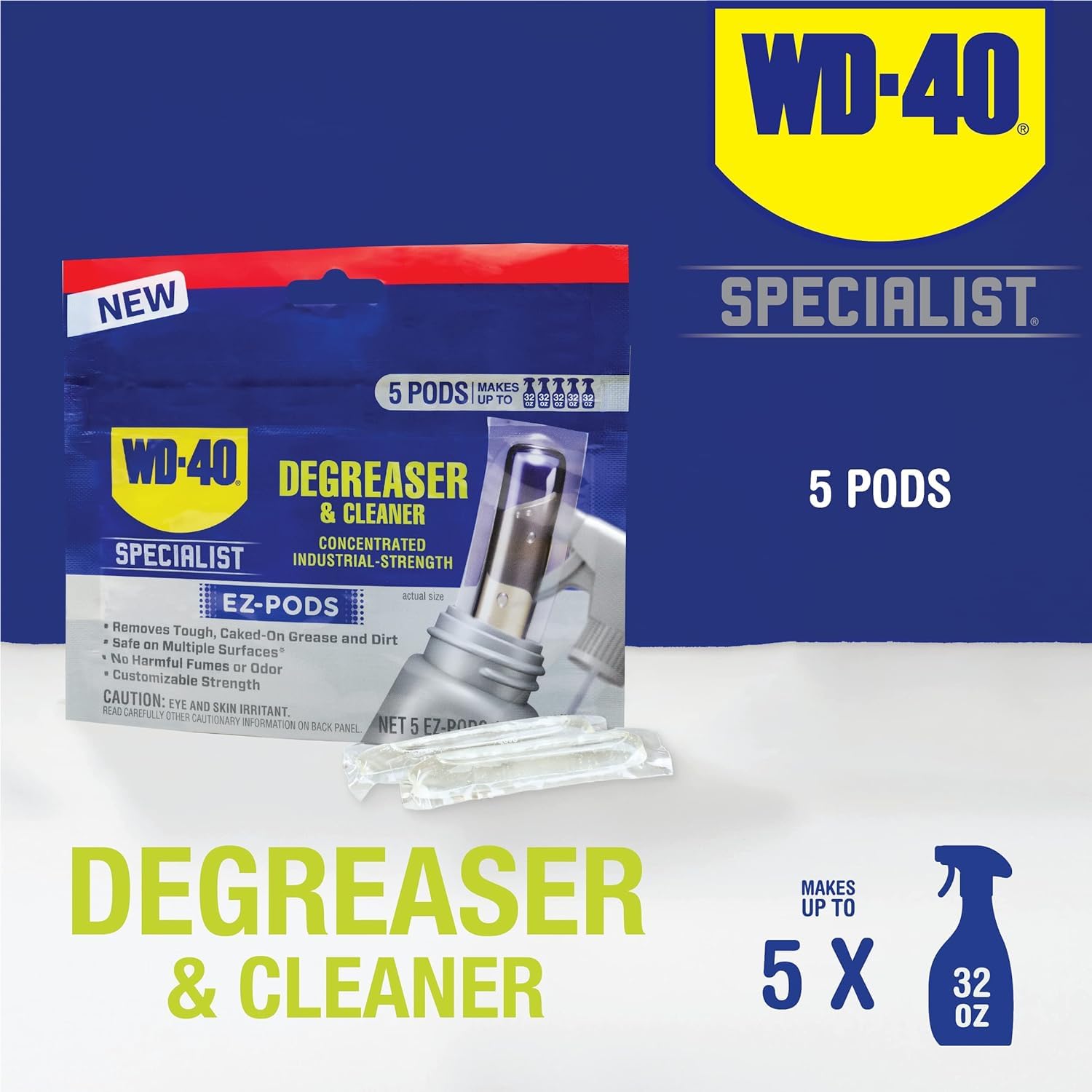 WD-40 Specialist Degreaser and Cleaner EZ-PODS, Customizable Industrial-Strength Concentrate, Multi-Surface Cleaning Solution, Cleans and Degreases