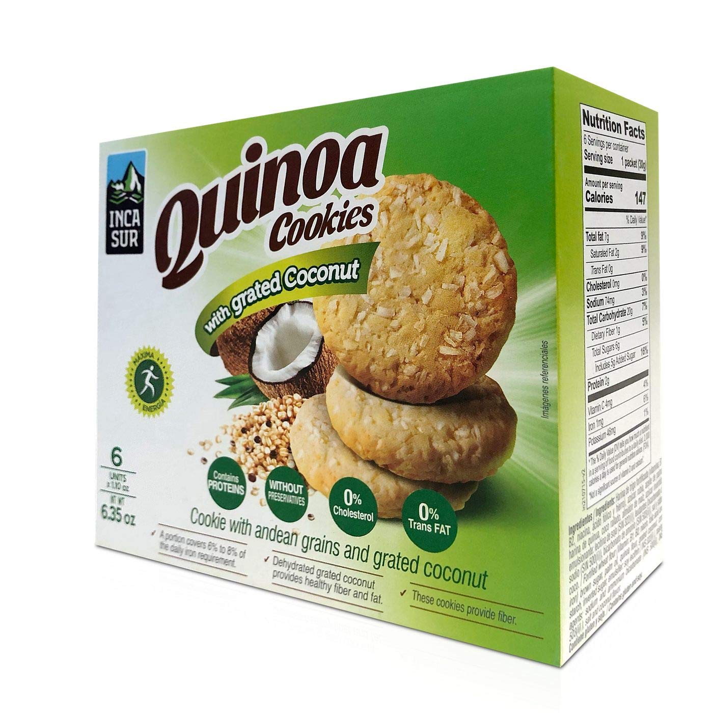Inca Sur Quinoa Cookie With Grated Coconut 6 Units | Galletas Peruanas de Quinua con Coco Rallado