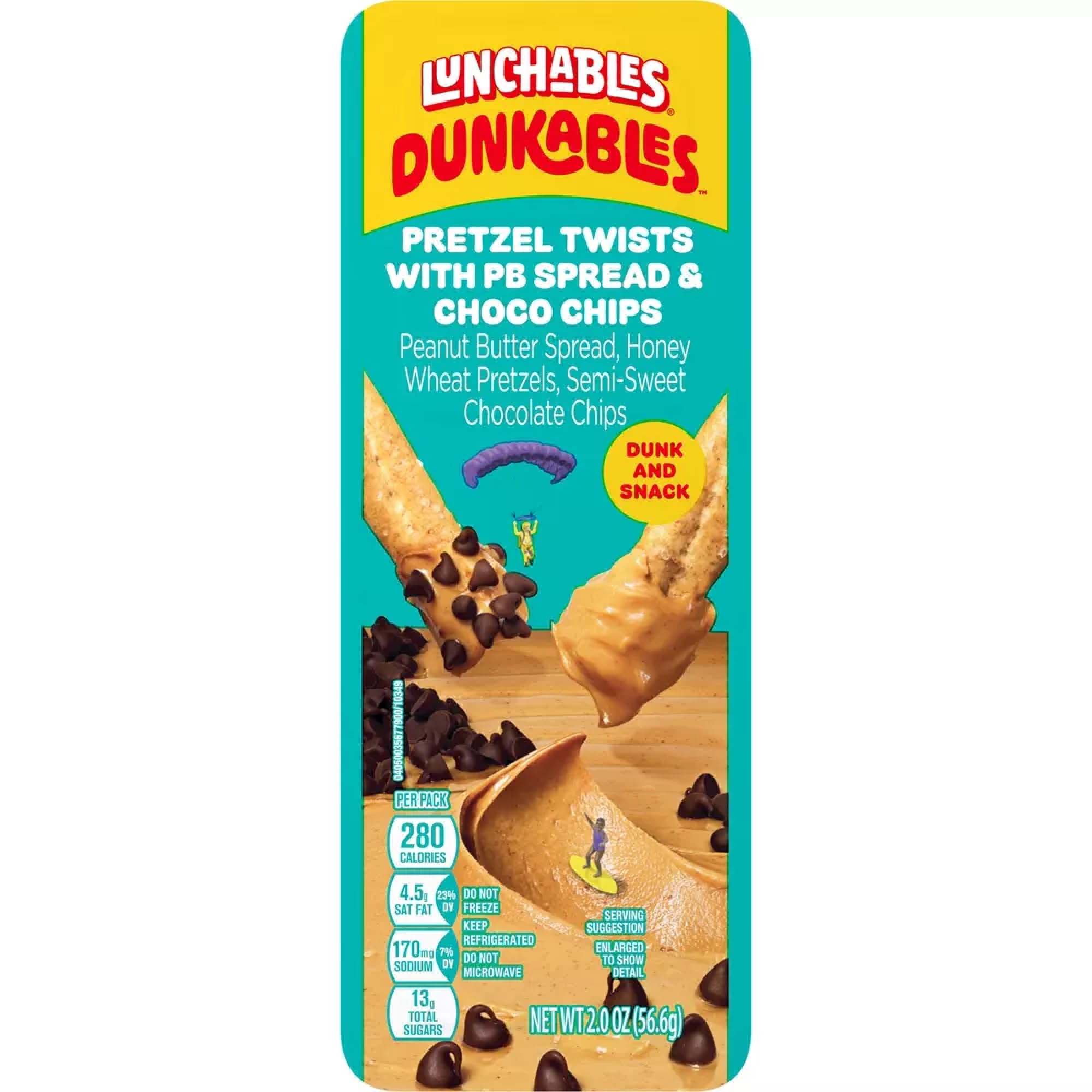Salutem Vita - Dunkables Pretzel with Peanut Butter and Chocolate Chips, 2oz, Gift Set - Pack of 4