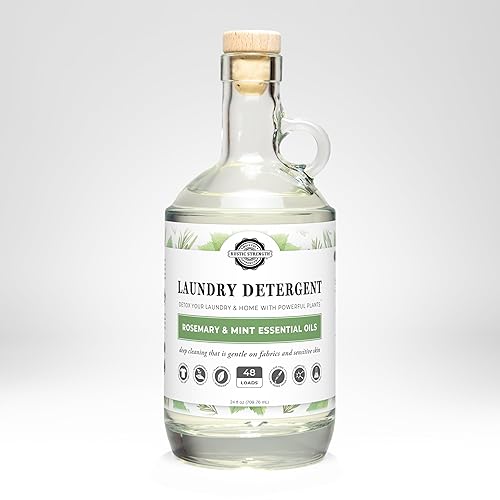 Rustic Strength Natural Laundry Detergent, Rosemary & Mint, Color Safe, Sensitive Skin, HE Compatible, 24 oz Glass