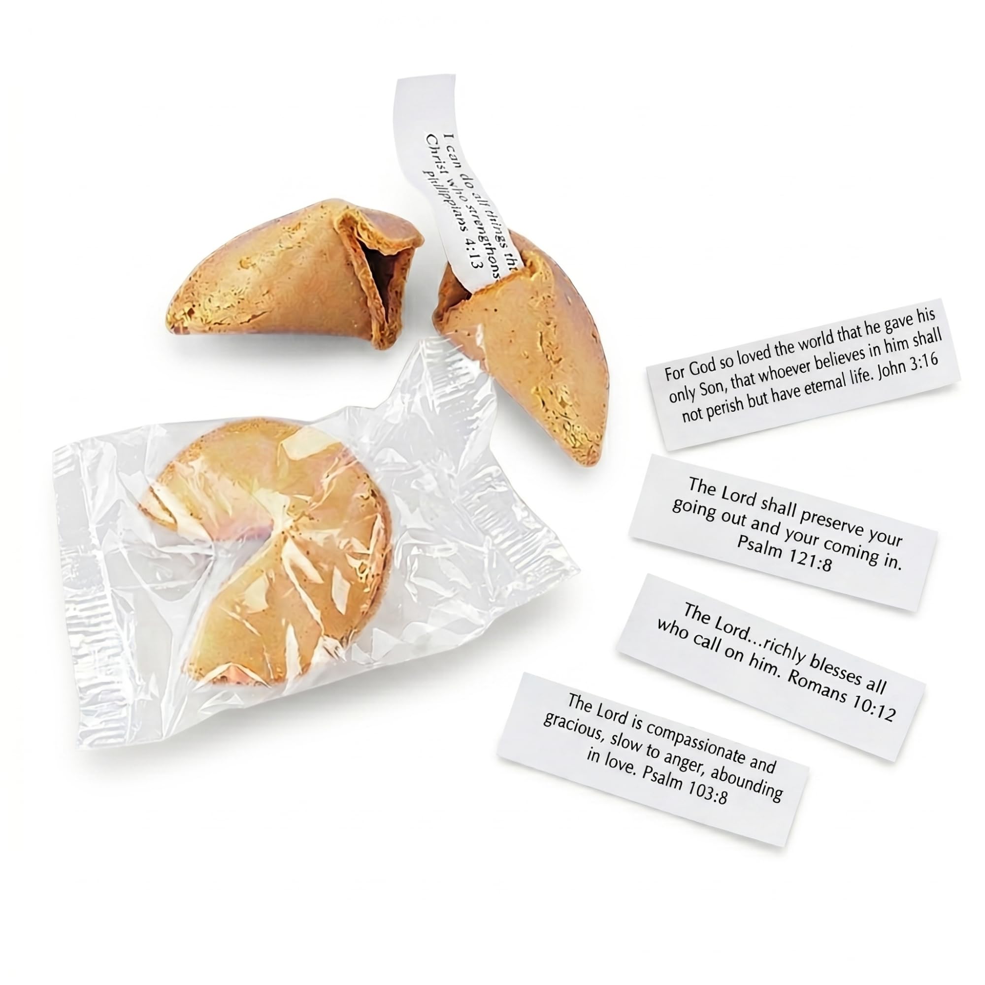 50 Bible Verse Fortune Cookies - Individually Wrapped Religious Candy with Scripture Messages - Kosher, Nut-Free Christian Treats for Easter, VBS