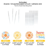 Big Dot of Happiness Here Comes The Son Dessert Cupcake Toppers, Boy Boho Baby Shower Clear Treat Picks - Set of 24