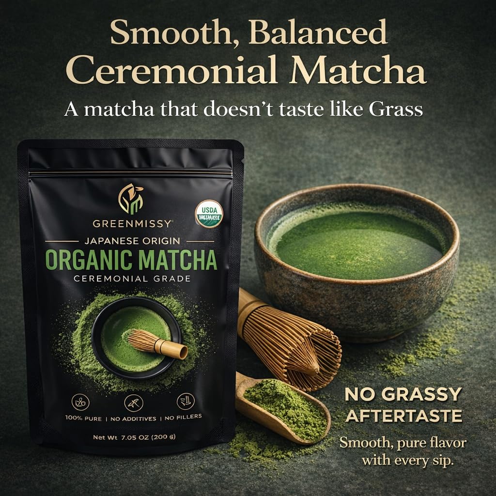 GreenMissy Organic Matcha Powder 7.05 OZ (200 g) - Premium Ceremonial Grade, Authentic Japanese Matcha Green Tea, 100% Pure Matcha for Tea, Smoothies